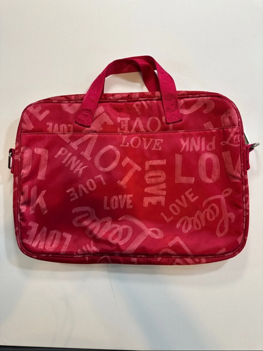 PINK Victoria's Secret Red Nylon 'Love' Laptop Bag
